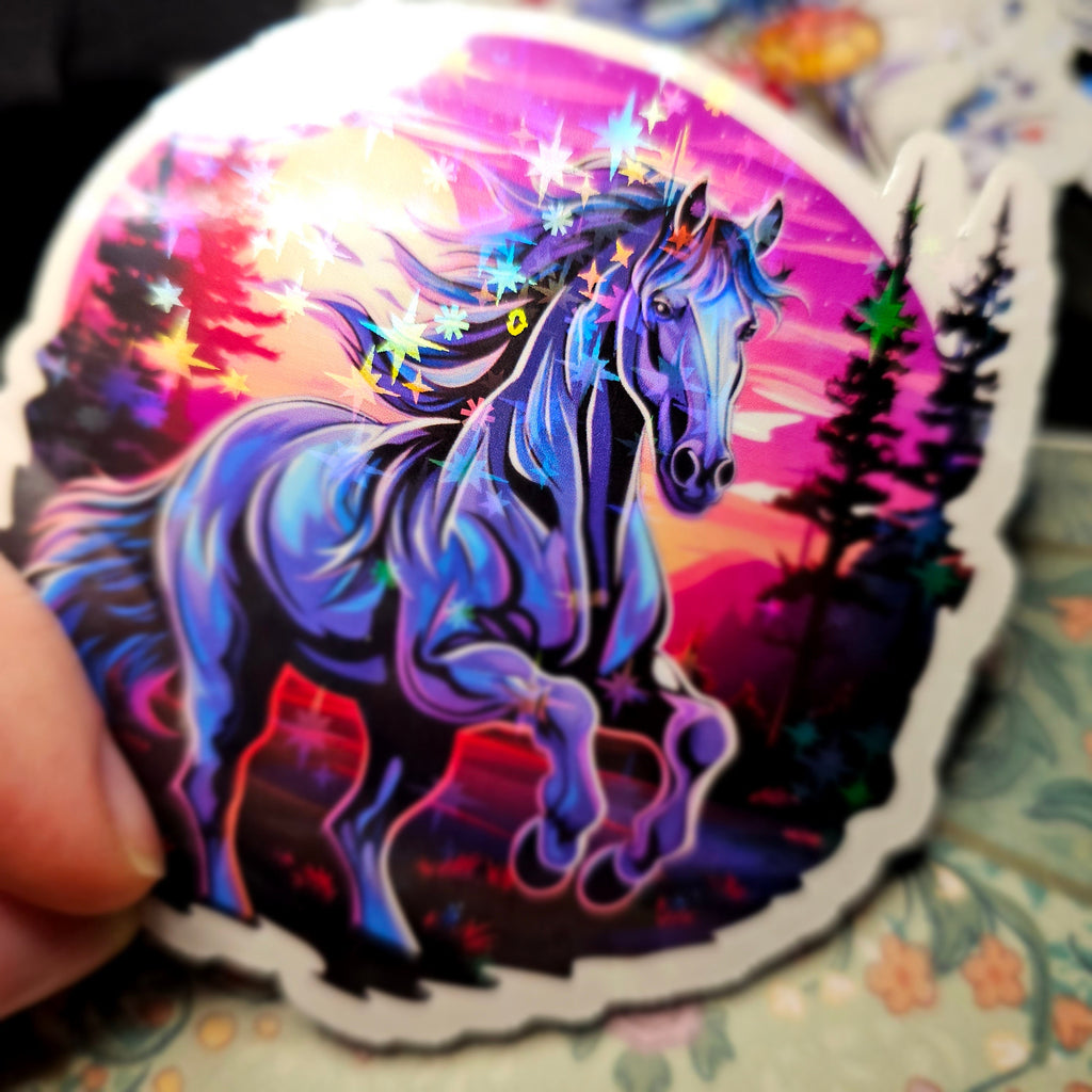 Holographic Horse Decal: Witchy Equestrian Gift