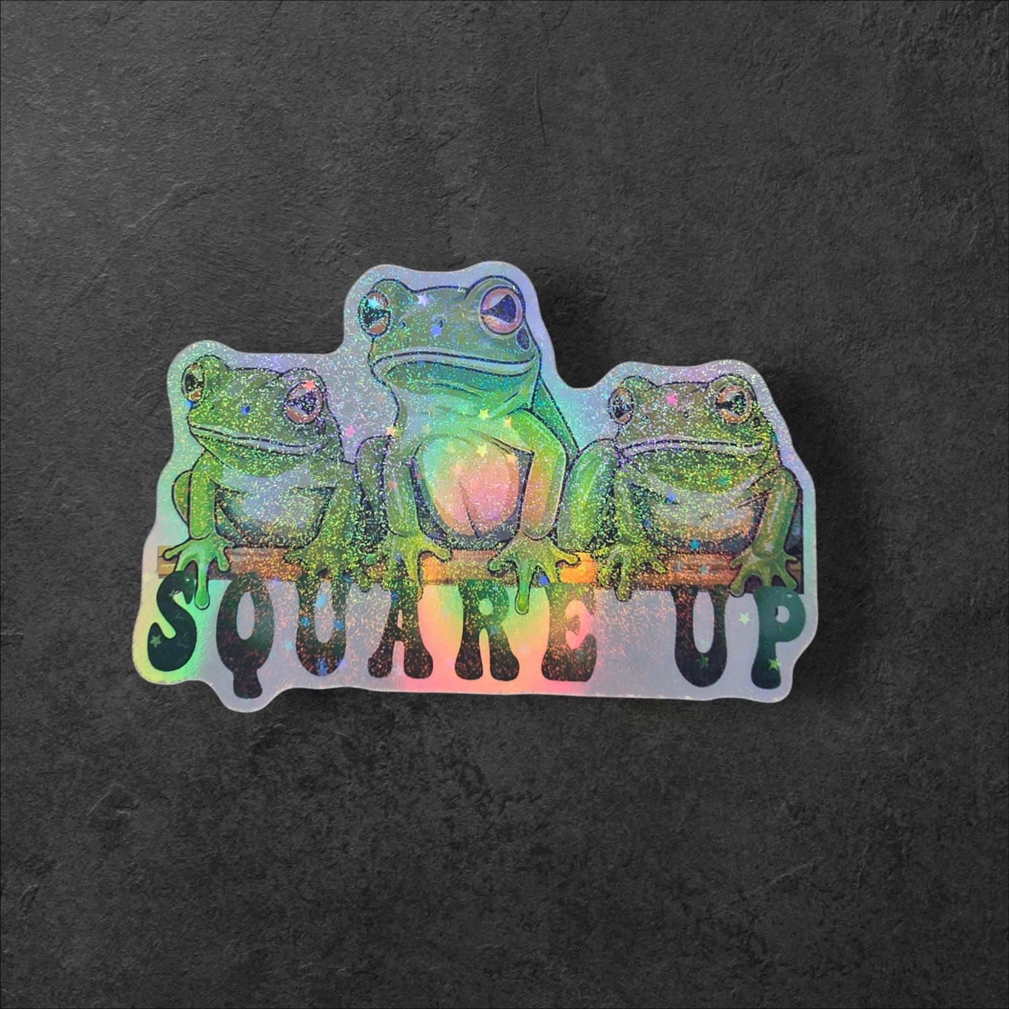 Holographic "Square Up Frogs" Sticker: Funny Animal Decal