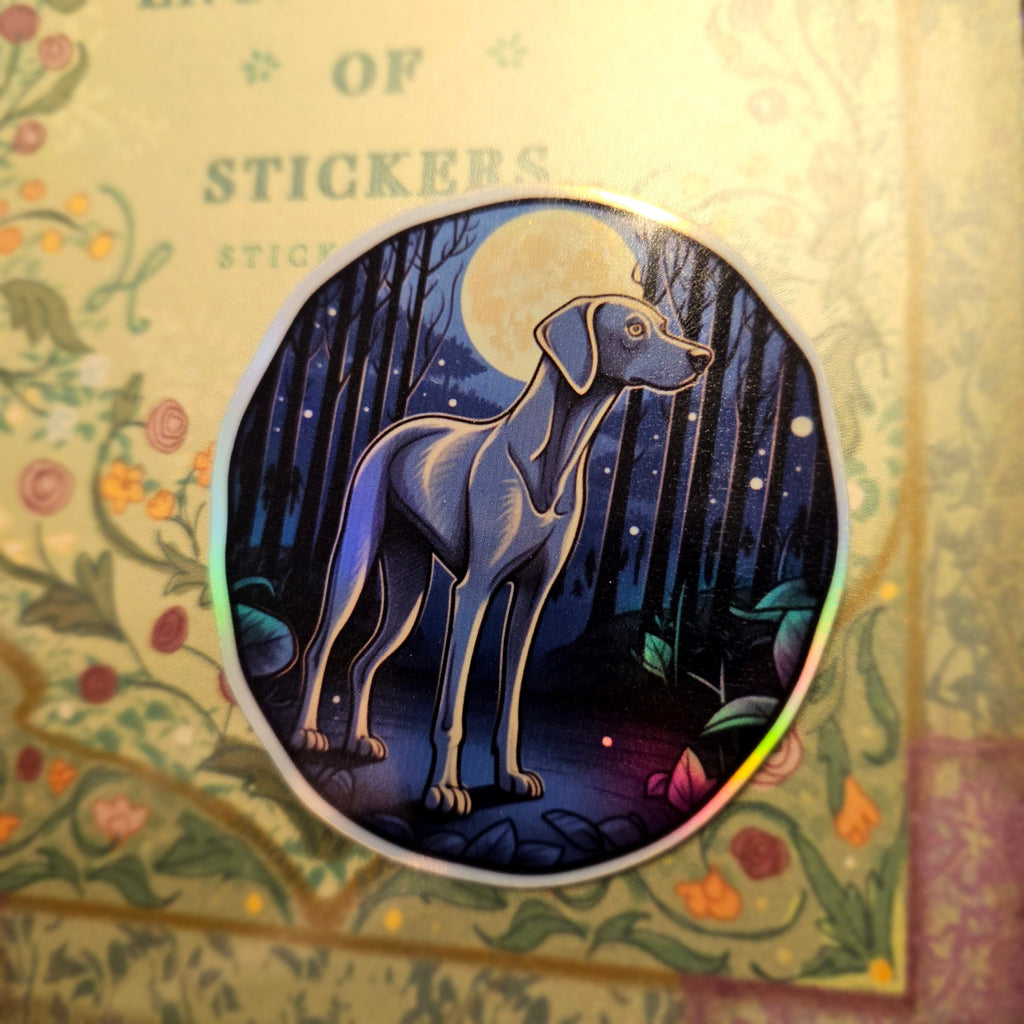 Weimaraner Familiar Sticker: Witchy Dog Decal, Holographic Option