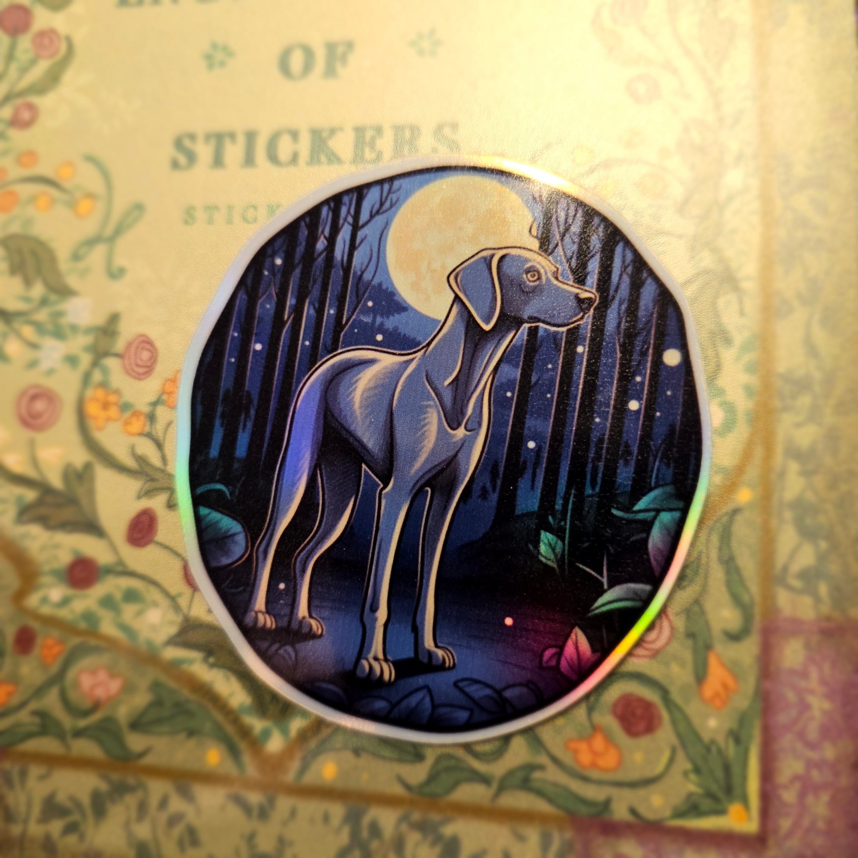 Weimaraner Familiar Sticker: Witchy Dog Decal, Holographic Option