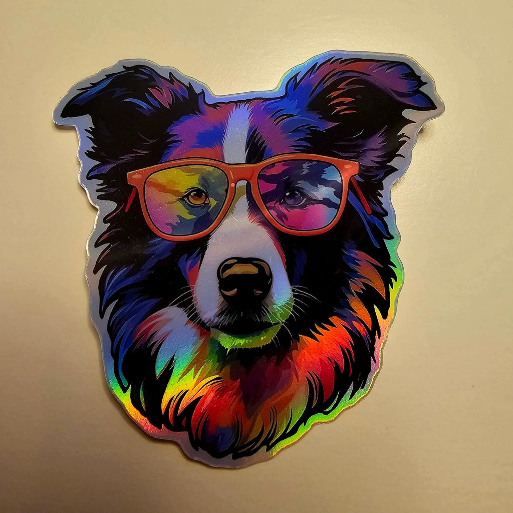 Trippy Border Collie Sticker: Boho Dog Mom Gift
