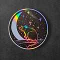 Celestial Rat Sticker: Holographic Witchy Moon & Stars Vinyl Decal