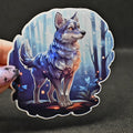 Alaskan Klee Kai Sticker: Mystical Forest Dog Art, Holographic Vinyl Decal