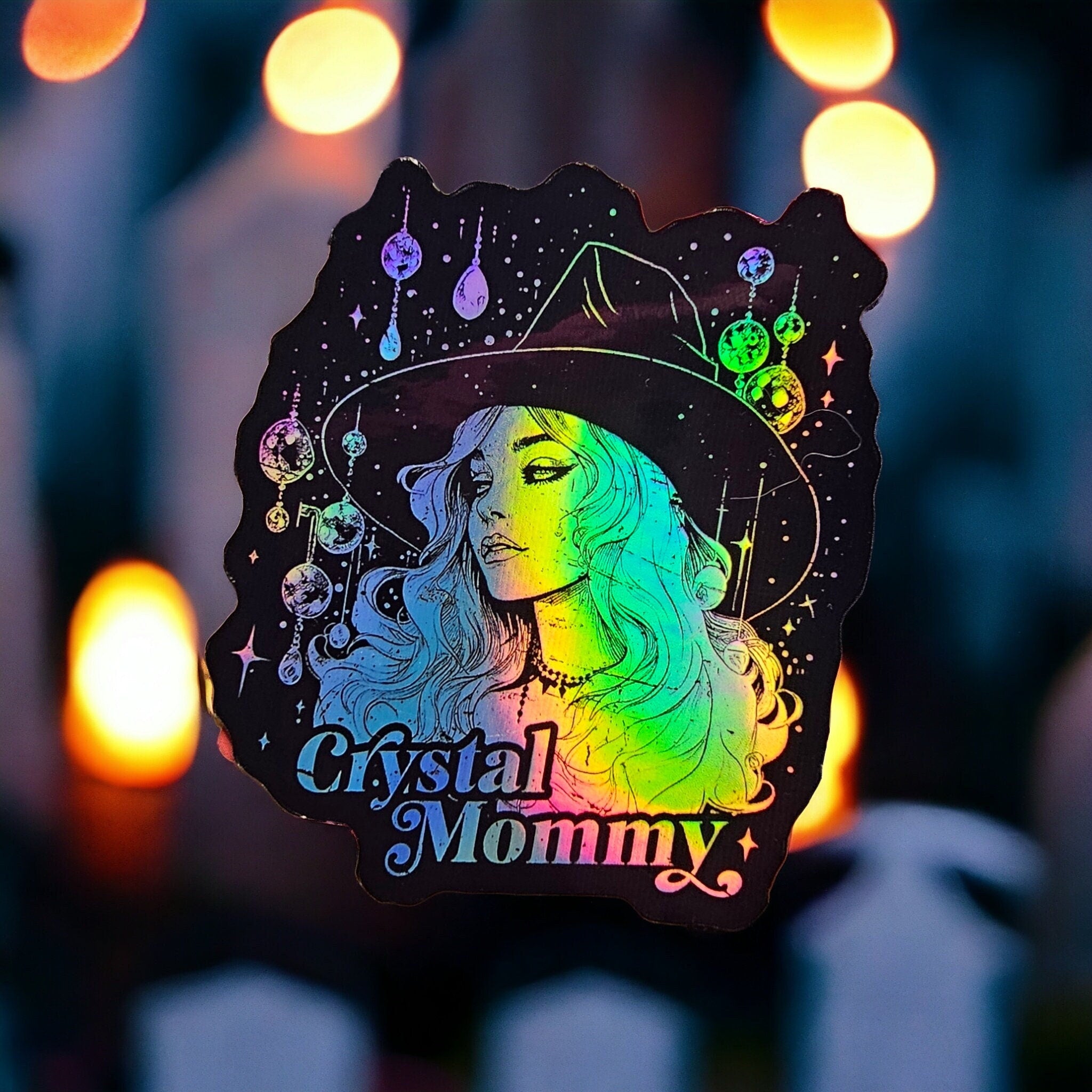 Crystal Mommy Holographic Sticker - Waterproof Wiccan Witch Decal