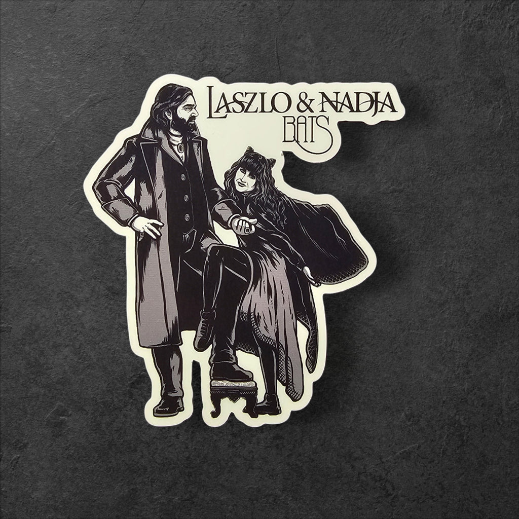 What We Do in the Shadows Vinyl Sticker: Laszlo & Nadja Bats (3x3 in)