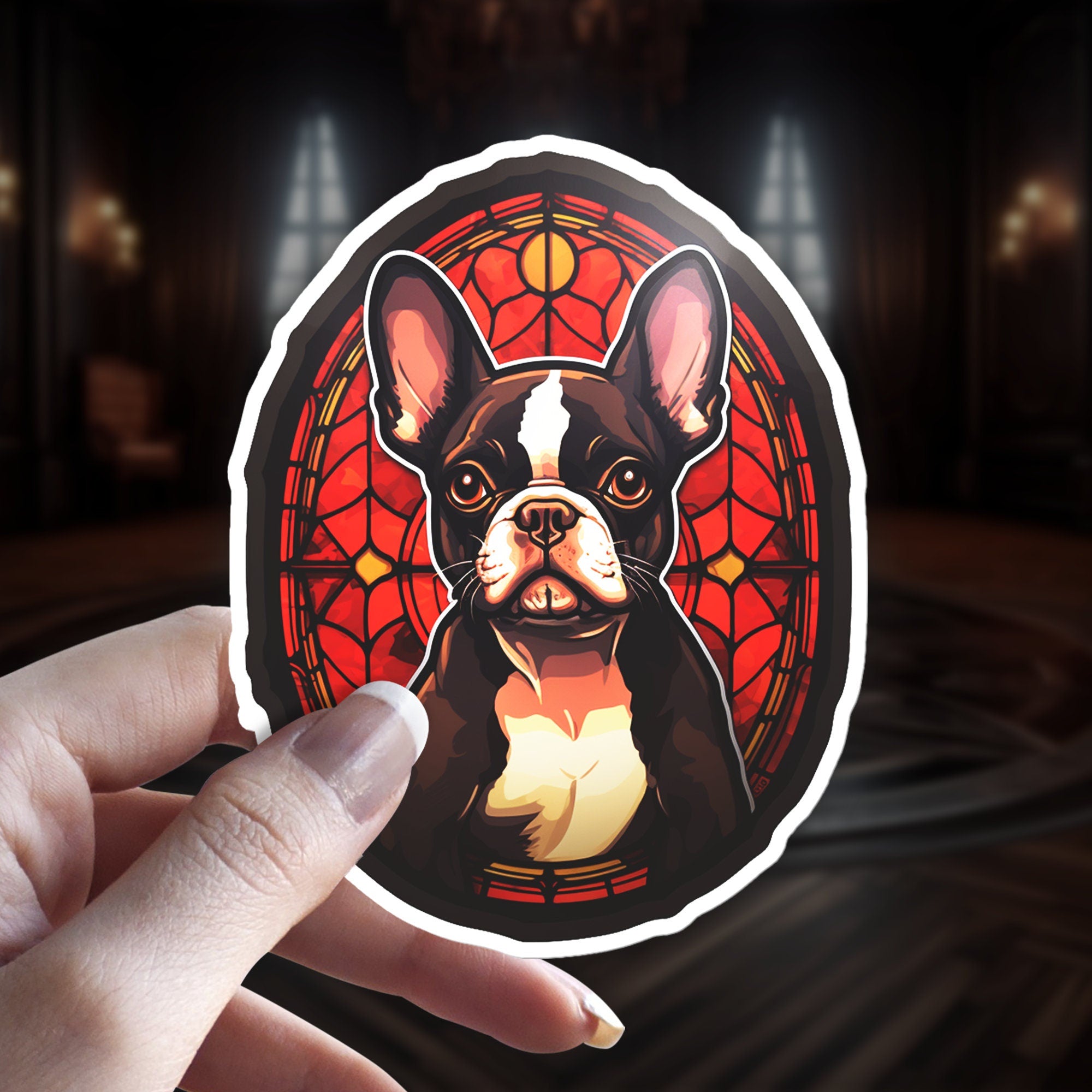 Witchy Boston Terrier Sticker: Holographic Dog Lover Gift