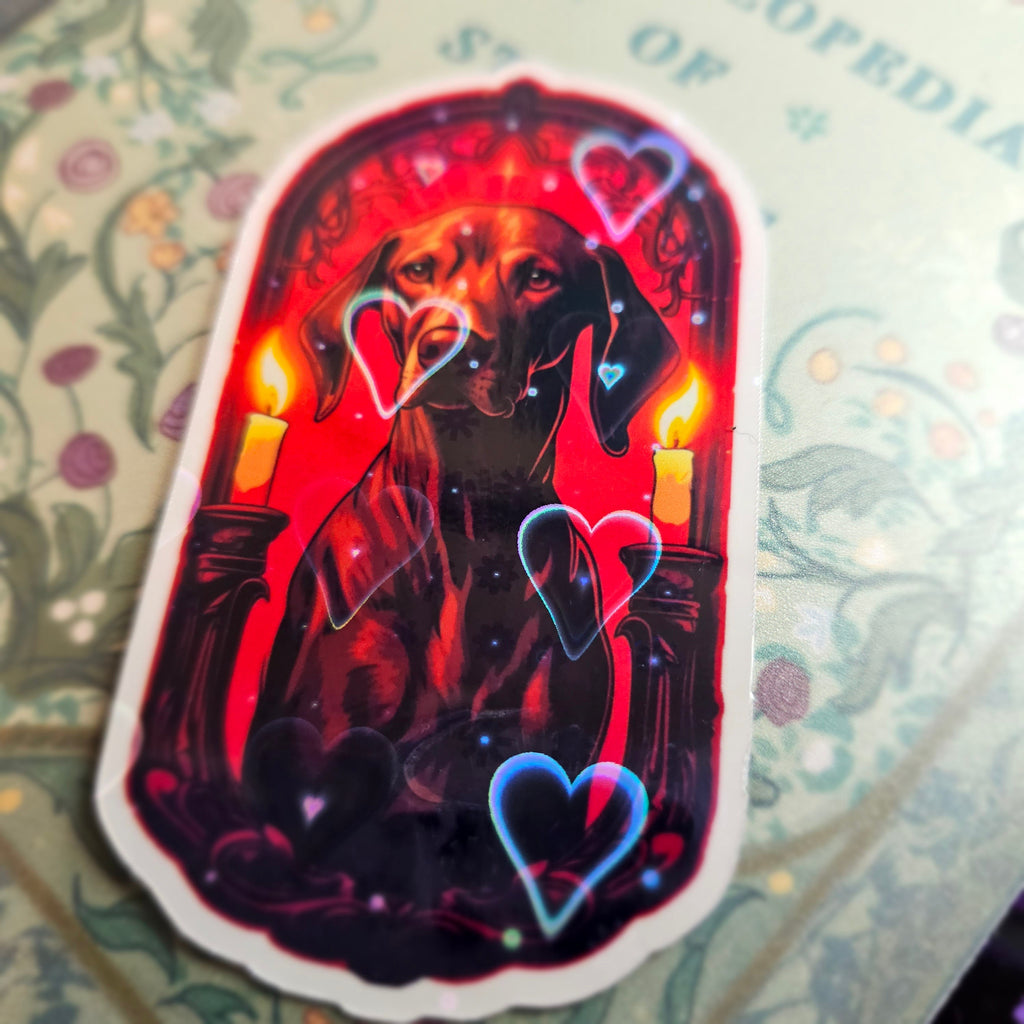 Vizsla Sticker: Witchy Gothic Holographic Dog Breed Decal