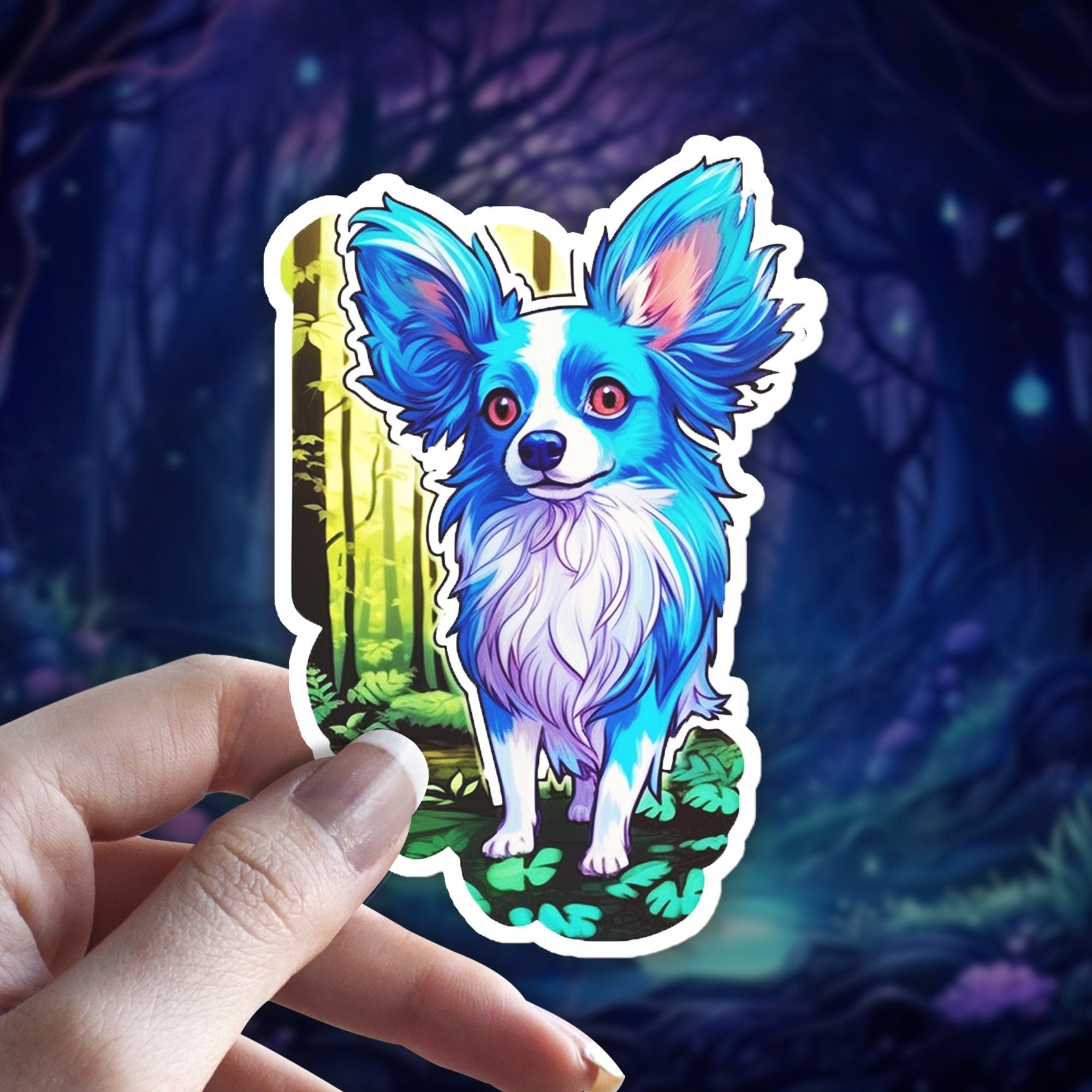 Papillon Dog Sticker: Elegant Vinyl Decal, Dog Lover Gift, Holographic Option