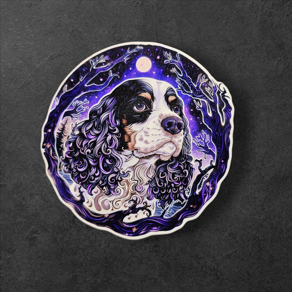 Tri Color Cocker Spaniel Sticker: Holographic Dog Lover Decal