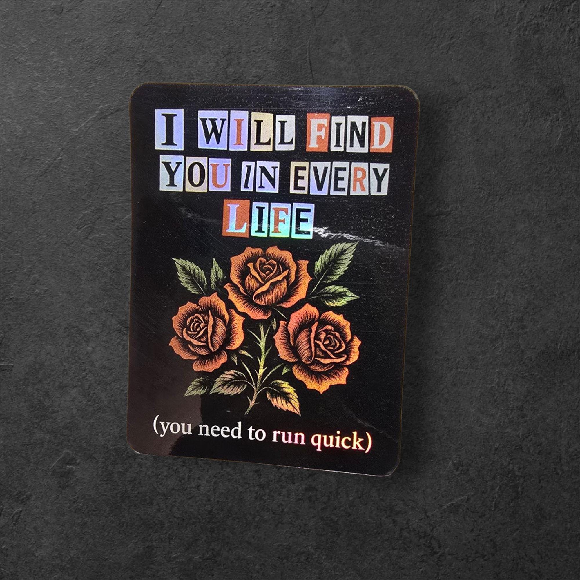 Funny Threat Roses Vinyl Sticker: Retro Dark Humor Decal