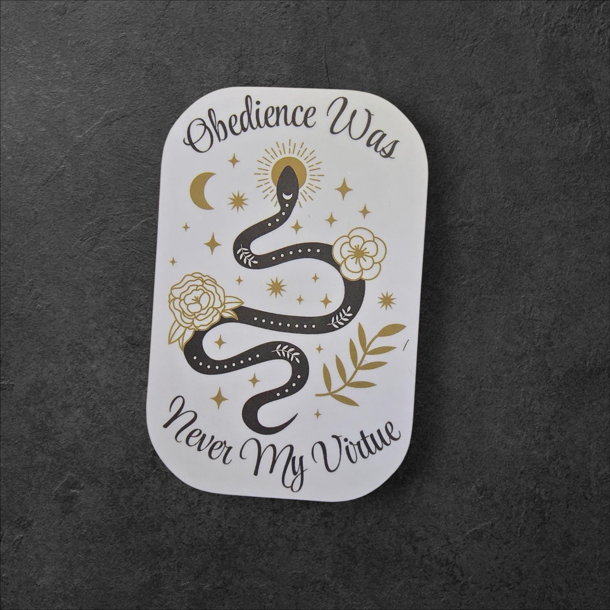 Obedience Snake Vinyl Sticker | Holographic Feminist Laptop Decal