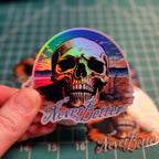 Never Better Skull : 3" Funny Skeleton vinyl sticker featuring Holographic Option