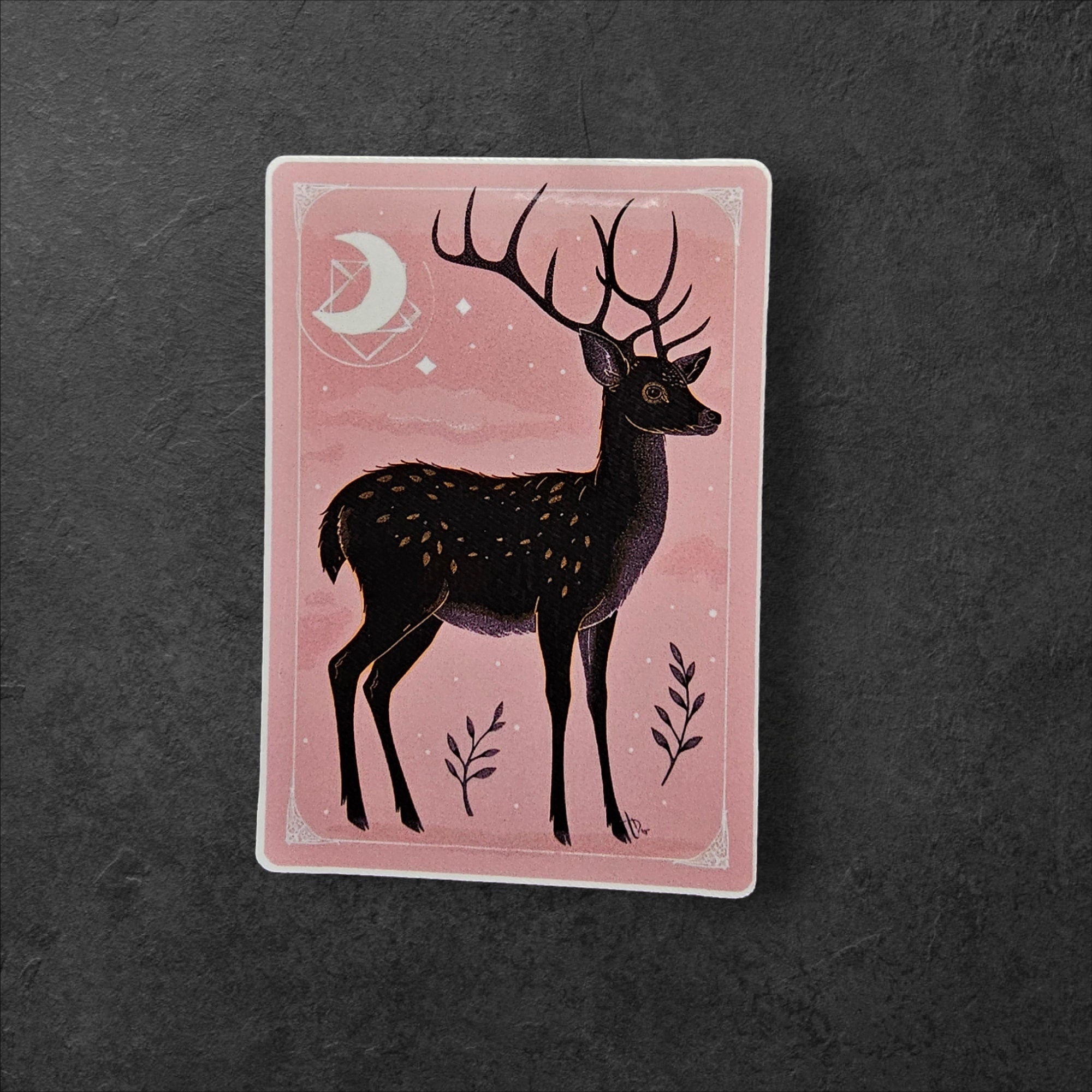 Coquette Deer Sticker: Soft Pink Holographic Vinyl Decal
