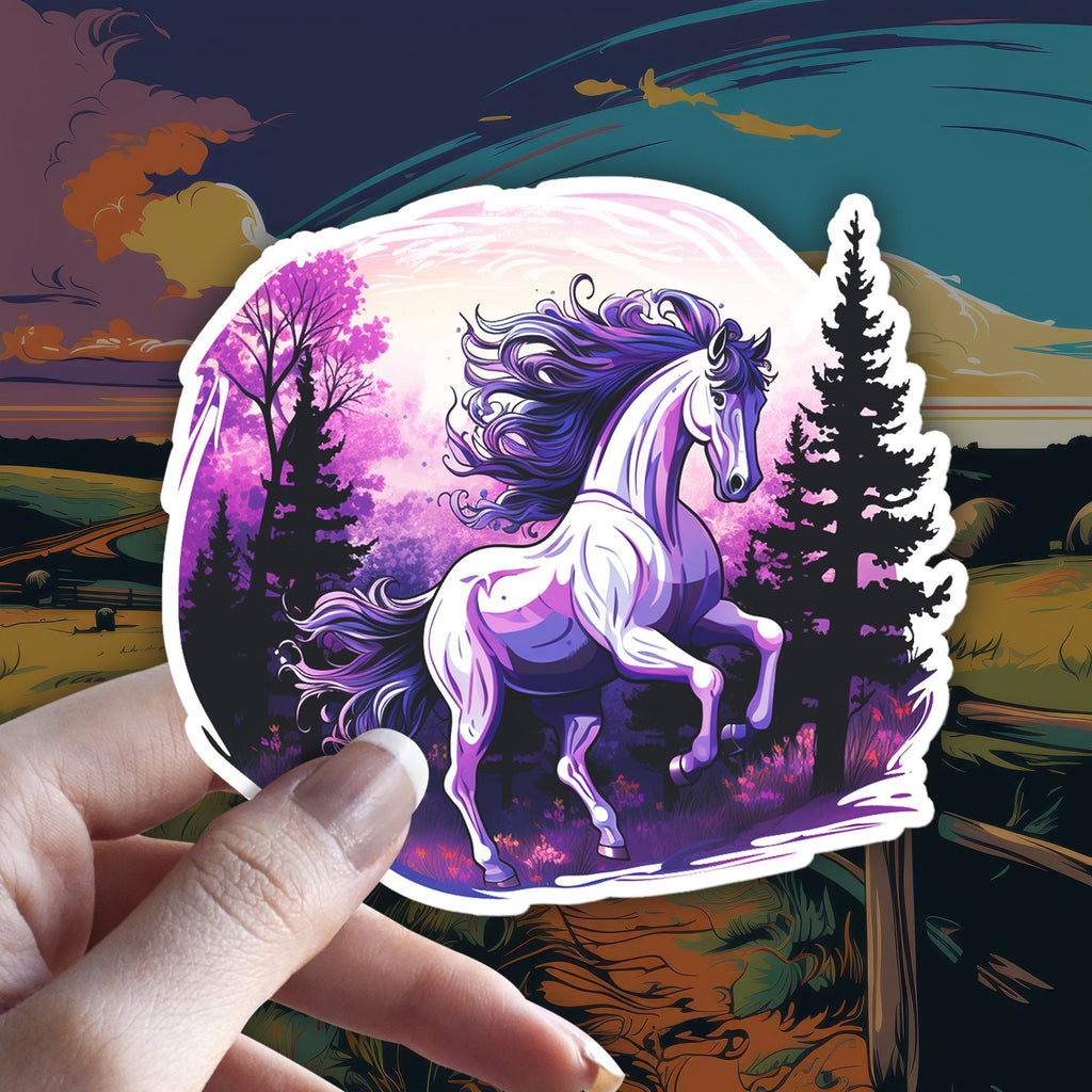 Celestial Horse Sticker | Purple Fantasy Equestrian Vinyl Decal | Witchy Nature Laptop Sticker | Animal Gift