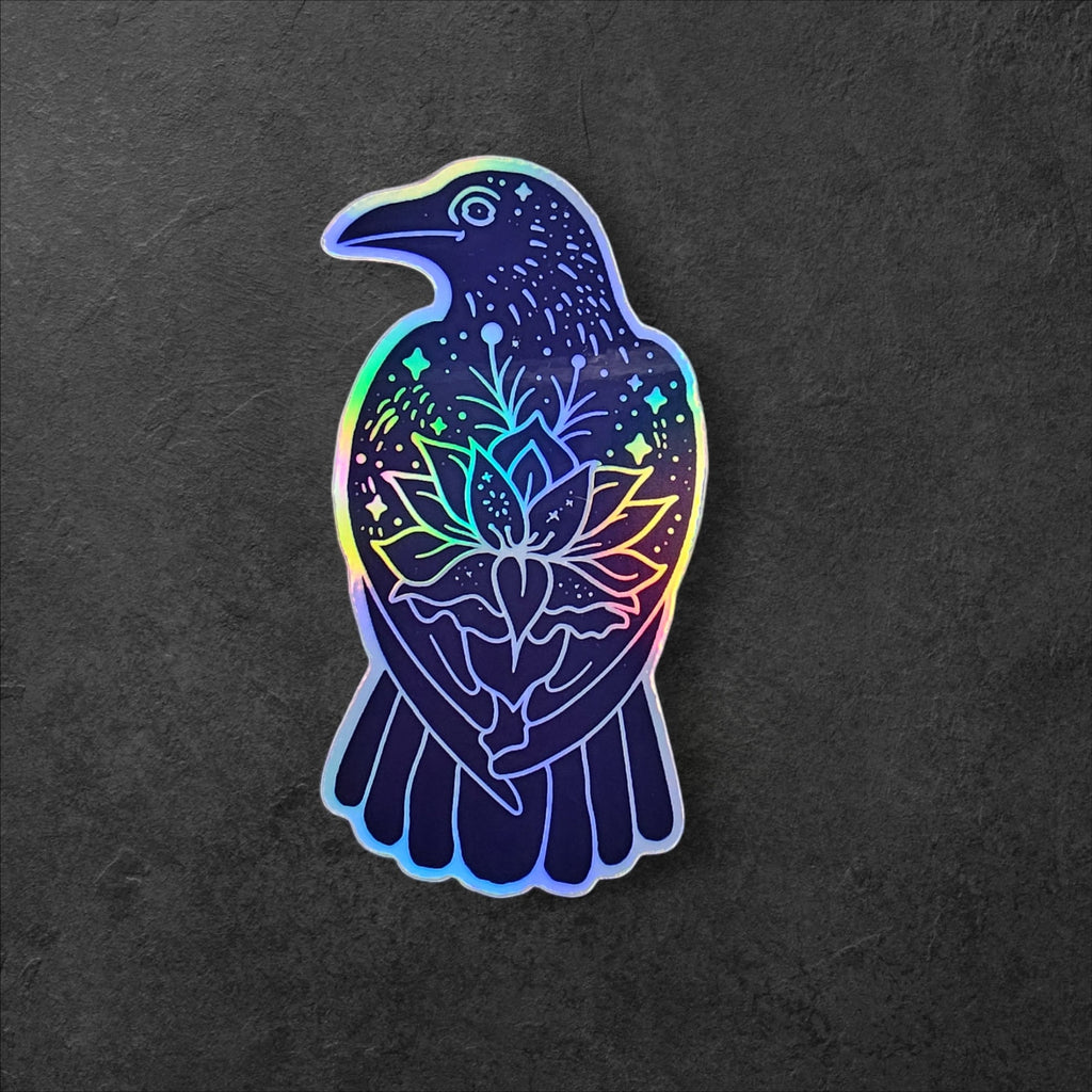 Mystical Raven Sticker: Witchy Trippy Crow, Water Resistant