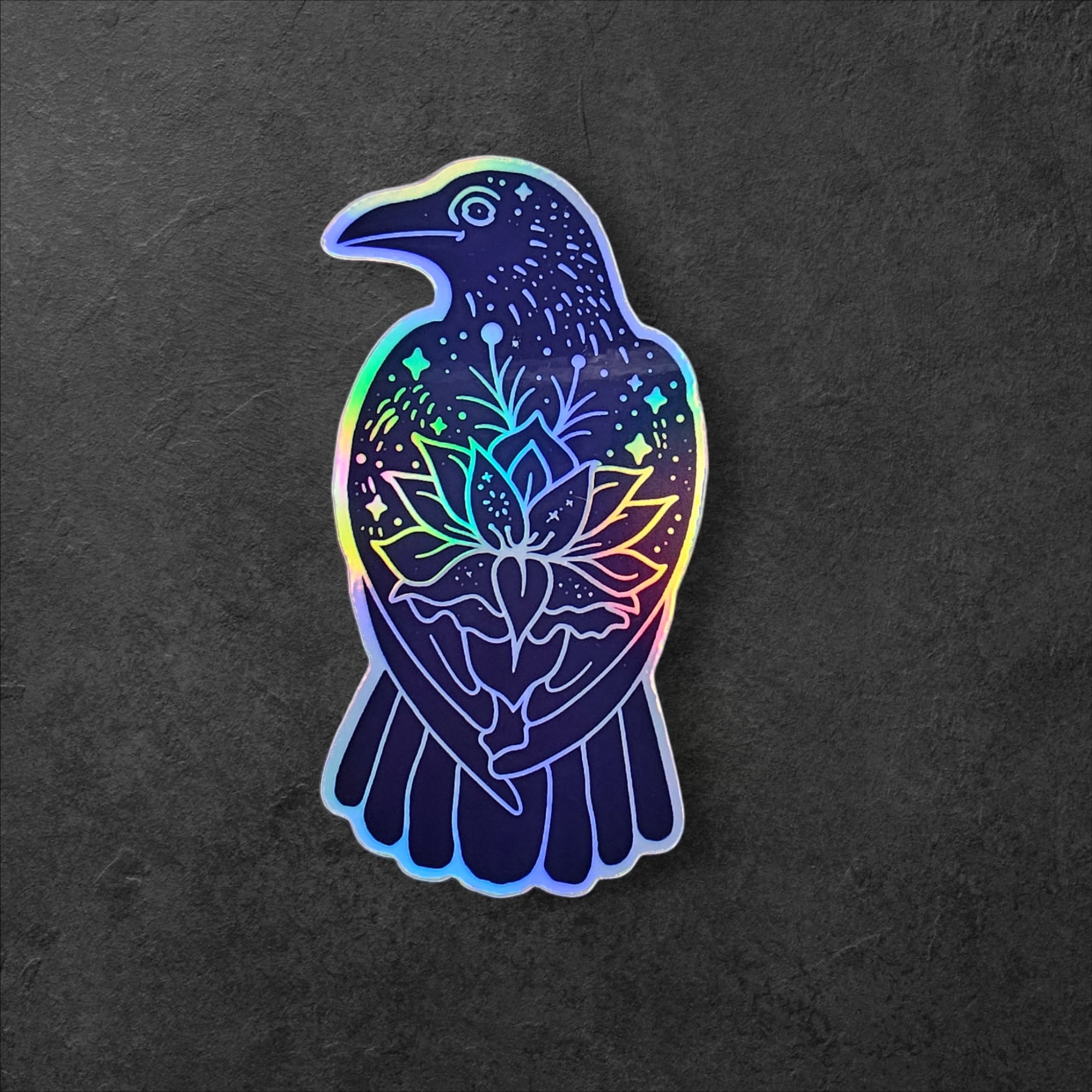Mystical Raven Sticker: Witchy Trippy Crow, Water Resistant