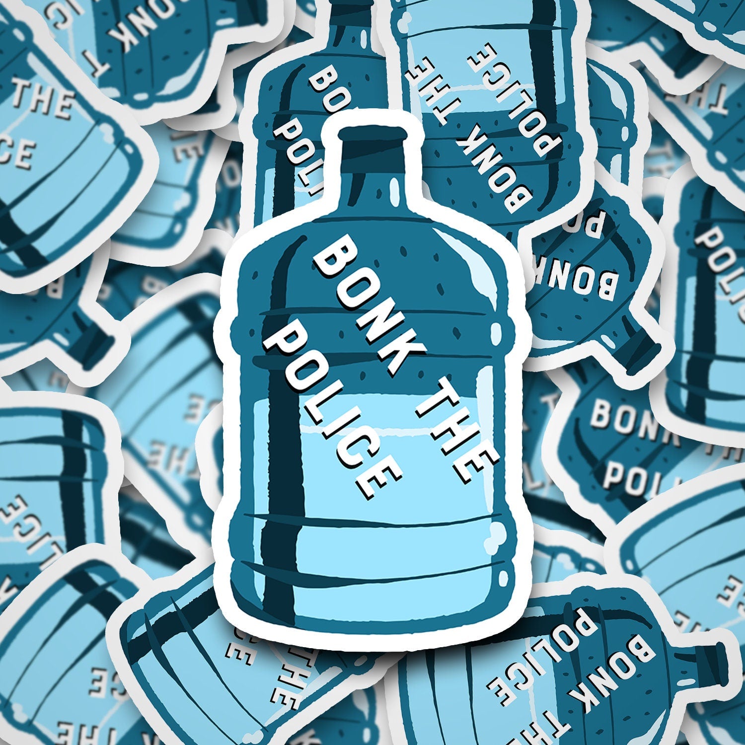 Bonk The Police Sticker: Glossy Vinyl Water Jug, Social Justice