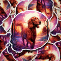 Irish Setter Dog Vinyl Sticker | Water-Resistant Sunset Forest Decal for Laptops, Journals & Water Bottles
