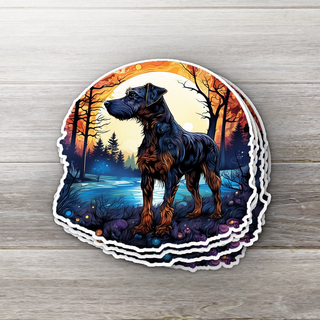 Jagdterrier Witchy Sticker - Holographic Familiar Decal, Magical Forest Dog, Enchanted Laptop & Journal Adornment