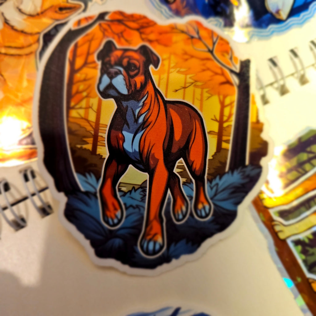 Witchy Boxer Dog Sticker, Boxer Familiar Decal, Holographic Option