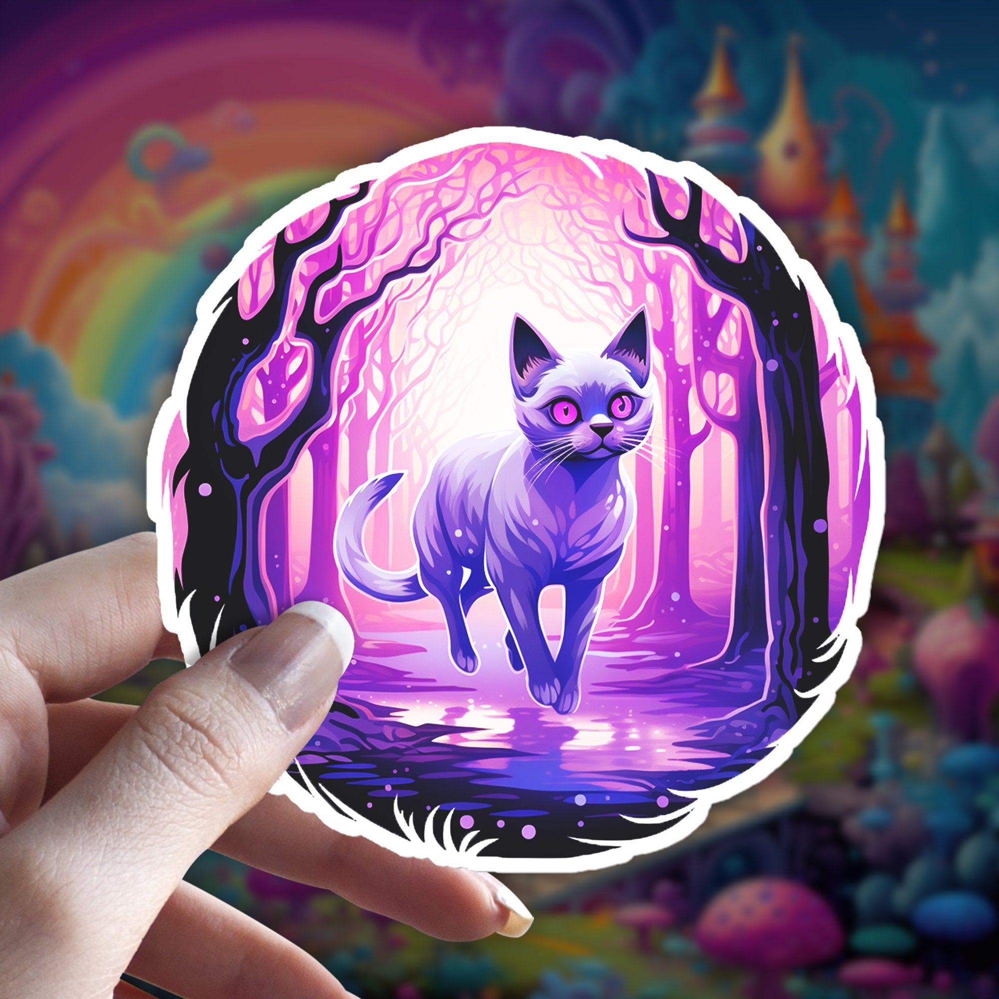 Siamese Cat Witch Sticker - Holographic Witchy Familiar