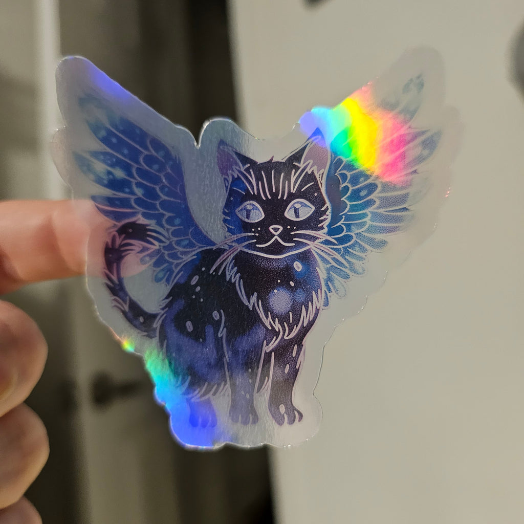 Transparent Tressym Cat Sticker – Winged Cat Fantasy Vinyl Decal