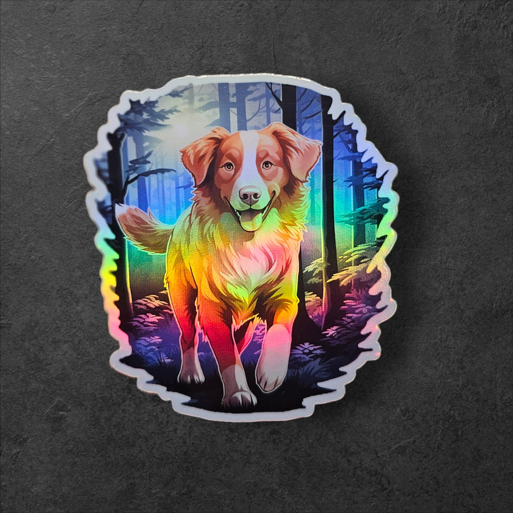 Holographic Nova Scotia Duck Toller Sticker: Witchy Dog Familiar