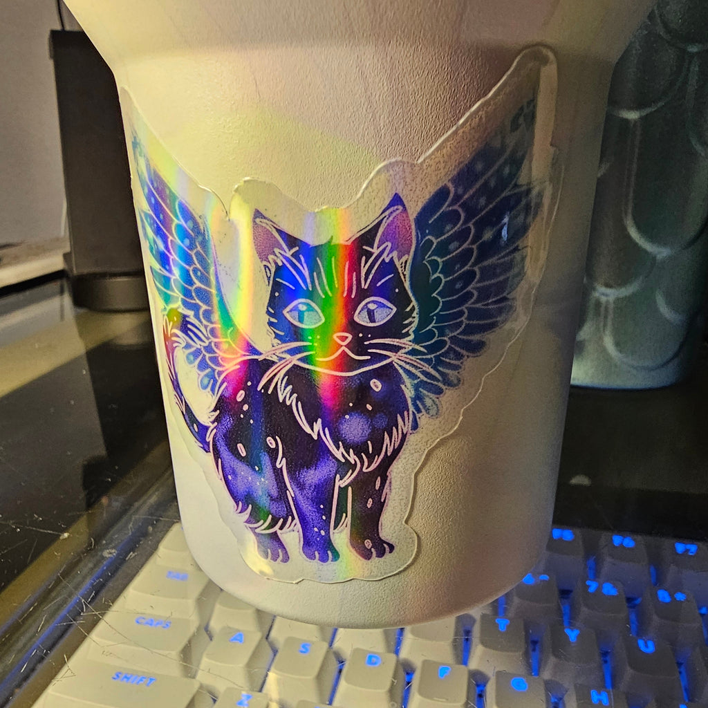 Transparent Tressym Cat Sticker – Winged Cat Fantasy Vinyl Decal