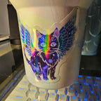 Transparent Tressym Cat vinyl sticker featuring Winged Cat Fantasy Vinyl Decal