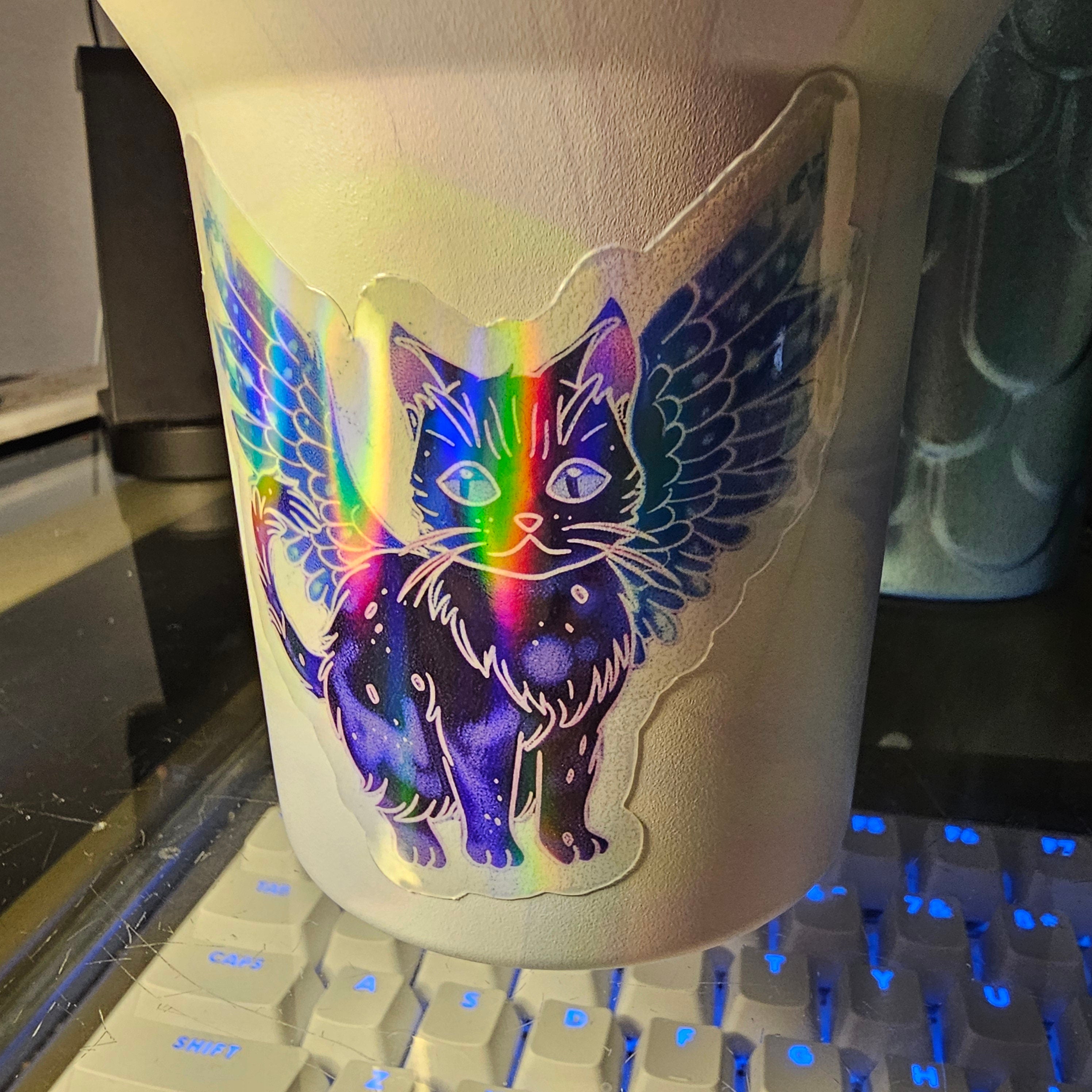 Transparent Tressym Cat Sticker – Winged Cat Fantasy Vinyl Decal