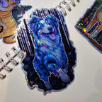 Australian Shepherd Familiar vinyl sticker featuring Holographic Dog Lover Vinyl Decal