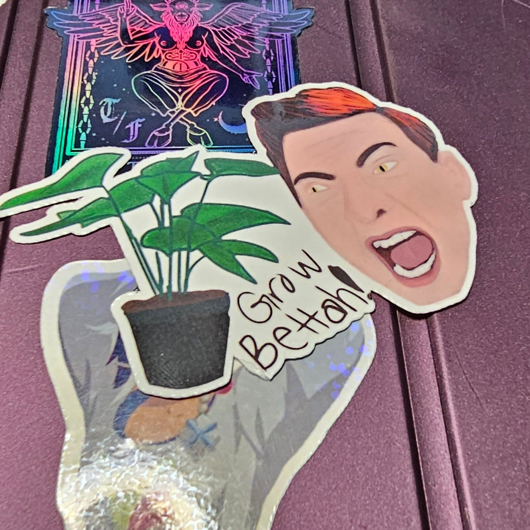 Good Omens Crowley 'Grow Bettah' Sticker - Waterproof Laptop Decal