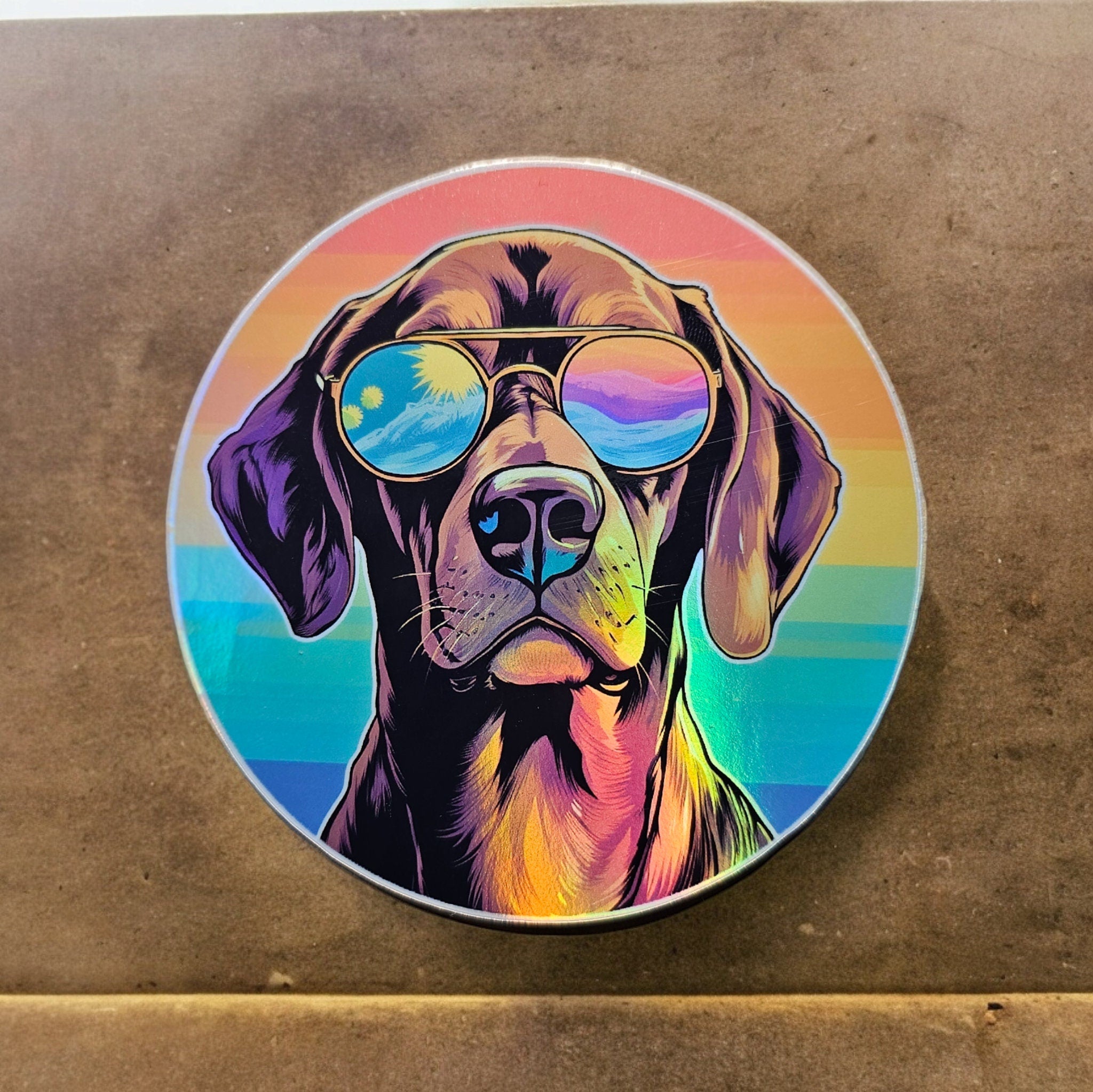 Trippy Plott Hound Sticker: Psychedelic Dog Lover Decal - Holographic Option