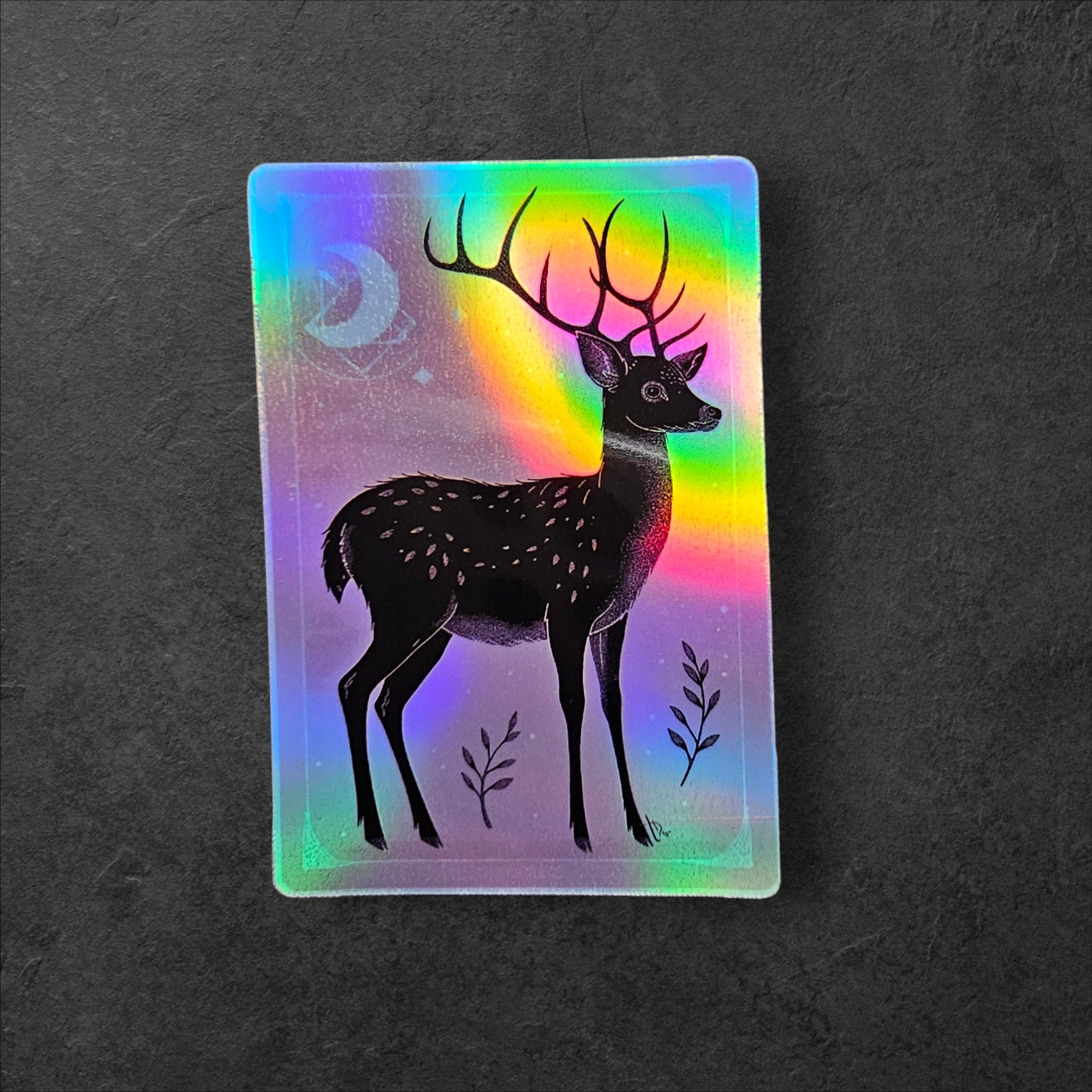 Coquette Deer Sticker: Soft Pink Holographic Vinyl Decal