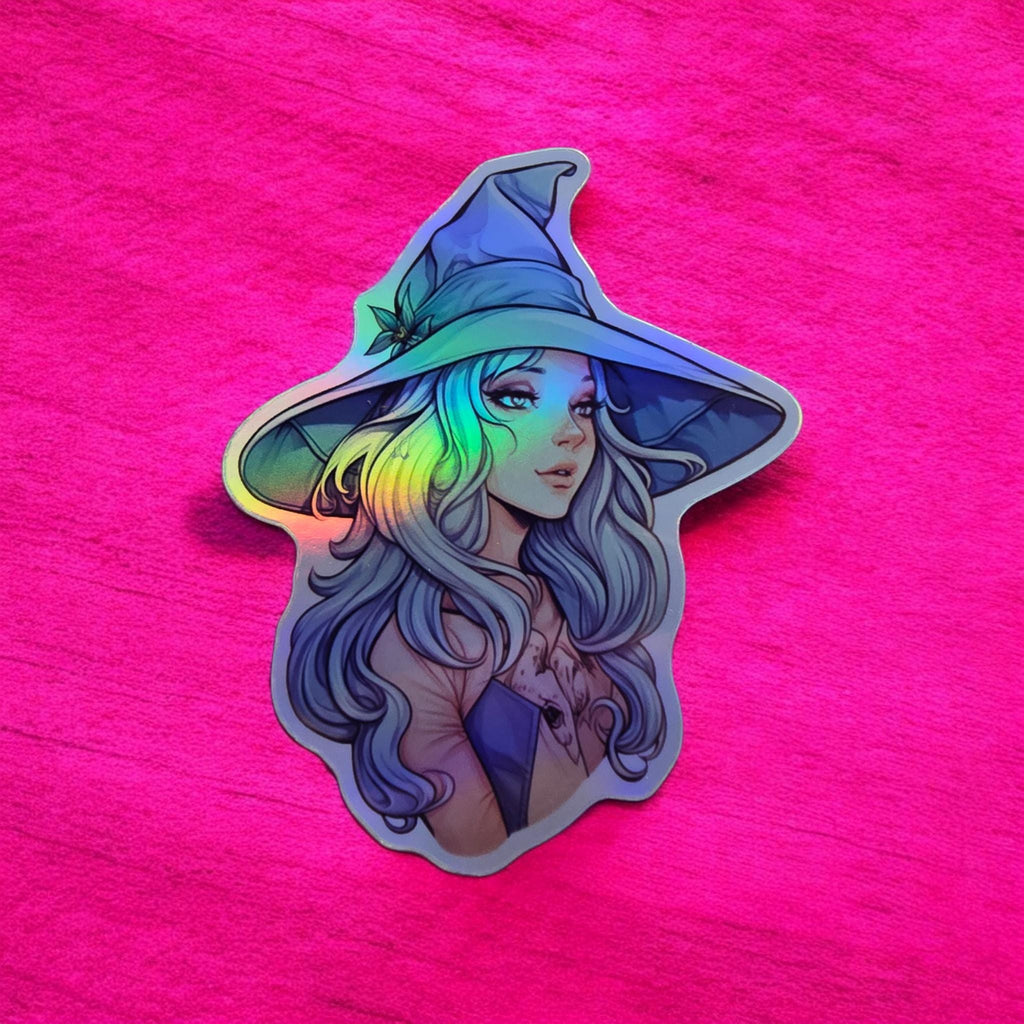 Witch Girl Sticker, Water Resistant Glossy Decal