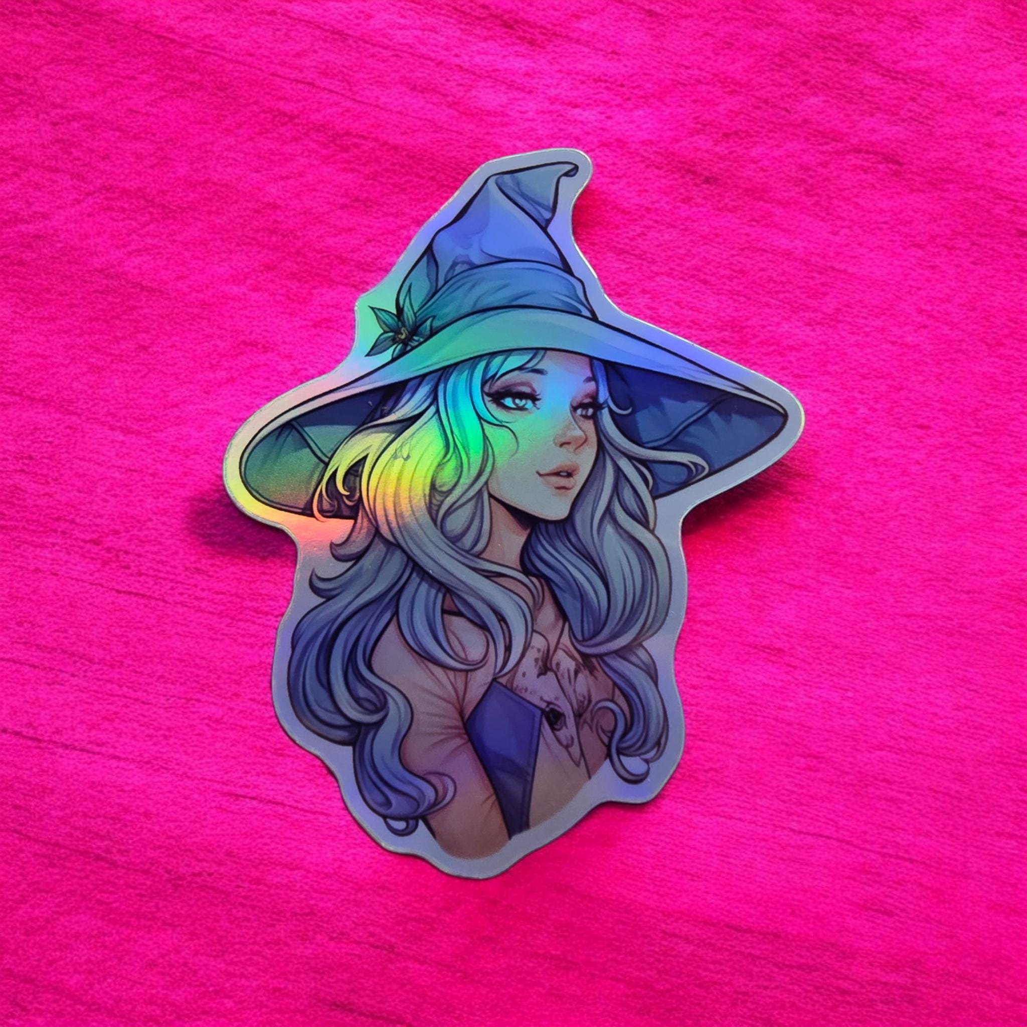 Witch Girl Sticker, Water Resistant Glossy Decal