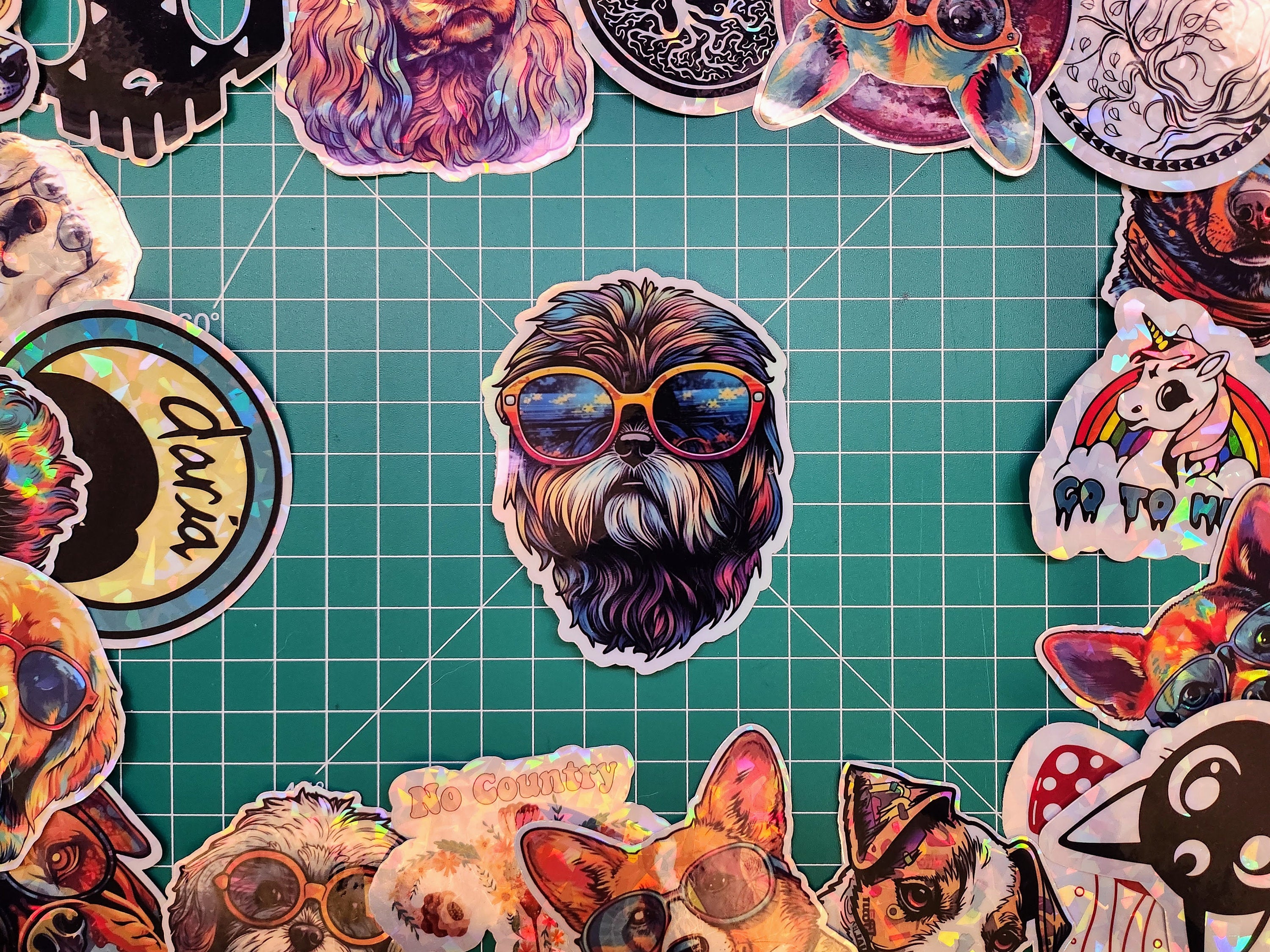 Trippy Shih Tzu Sticker: Groovy Dog Decal, Holographic Option