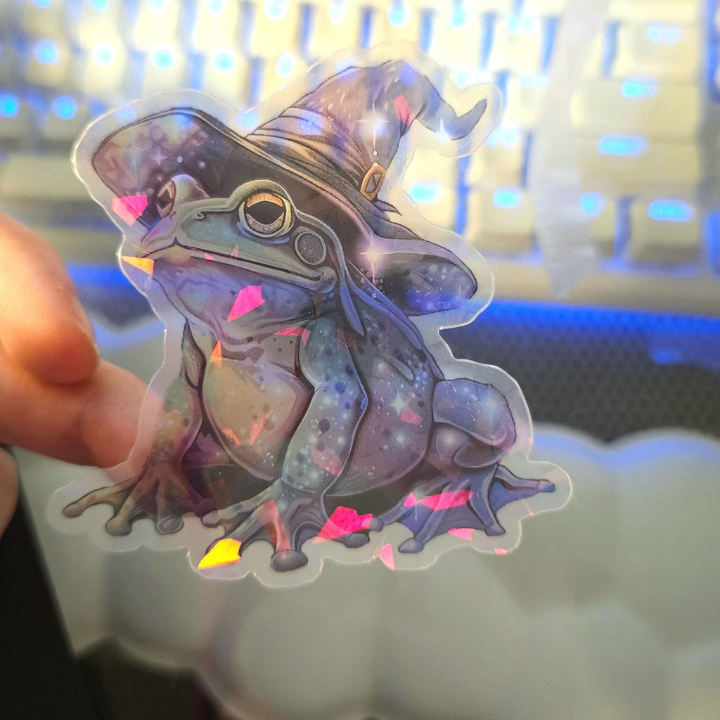 Clear Frog Wizard Holographic Vinyl Sticker - D&D DM Gift