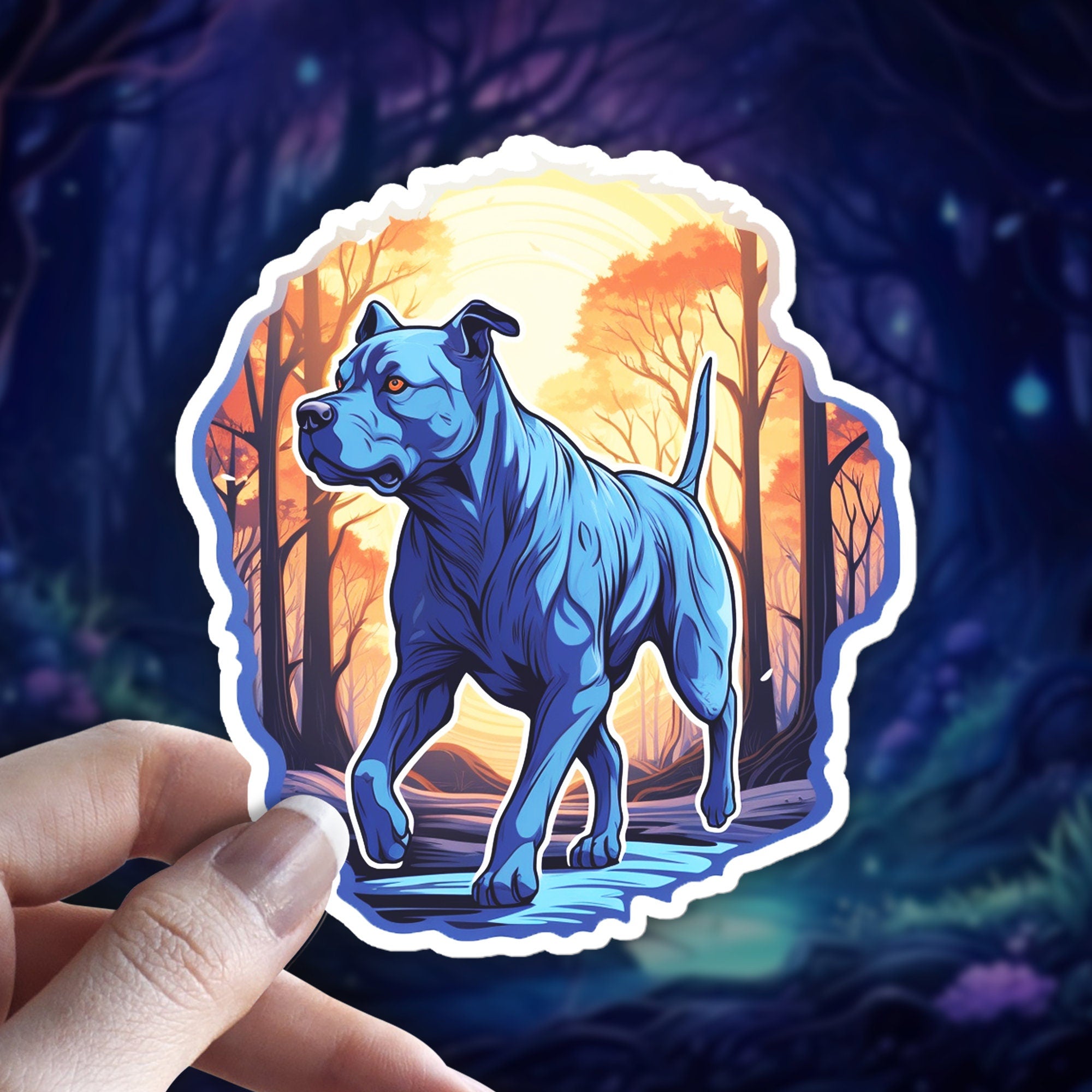 Witchy Pitbull Sticker: APBT Staffy Familiar, Dog Lover Gift