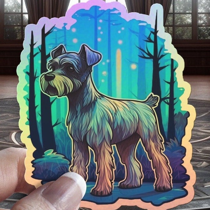 Miniature Schnauzer Sticker: Witchy Familiar Dog Decal - Holographic Option