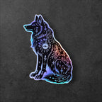 Enchanting Celestial Wolf - Mystical vinyl sticker featuring Laptops