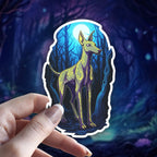 Witchy Pharaoh Hound : Dog Lover Gift vinyl sticker featuring Holographic Decal in White