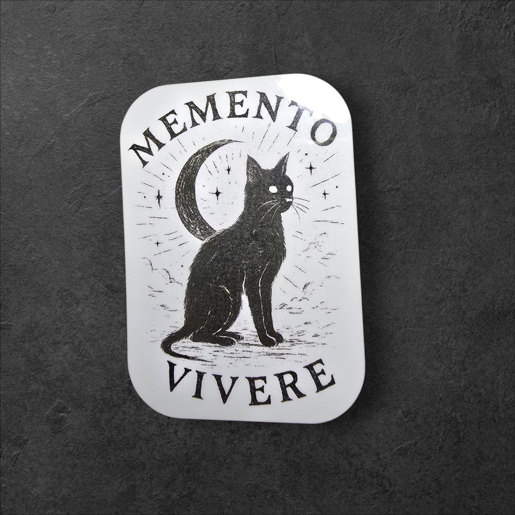 Gothic Black Cat Vinyl Sticker | Memento Vivere Laptop Decal