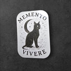 Gothic Black Cat vinyl sticker featuring Memento Vivere Laptop Decal