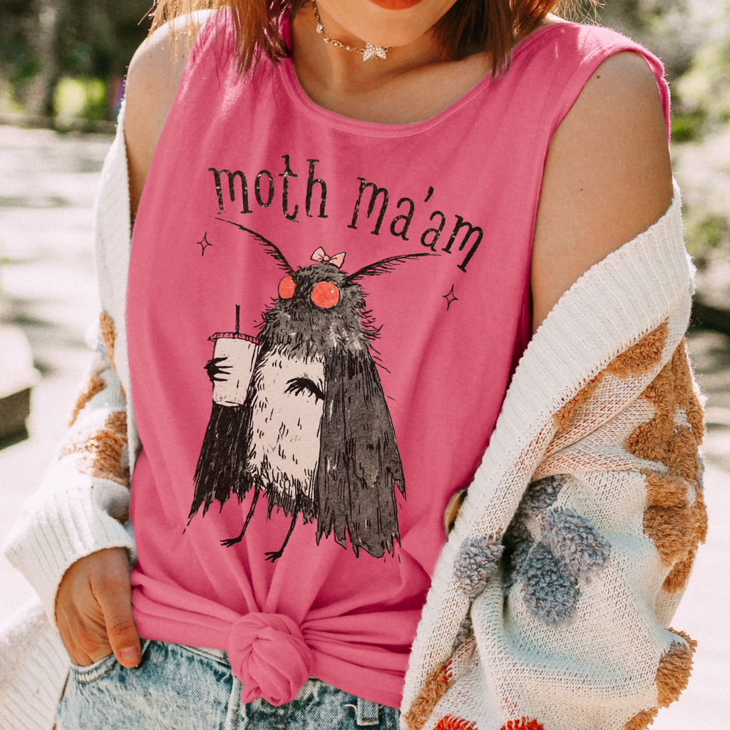 Additional photo of Moth Ma’am — Funny Mothman tank top