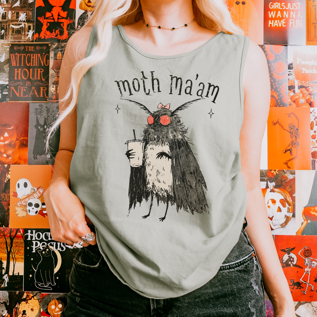 Additional photo of Moth Ma’am — Funny Mothman tank top