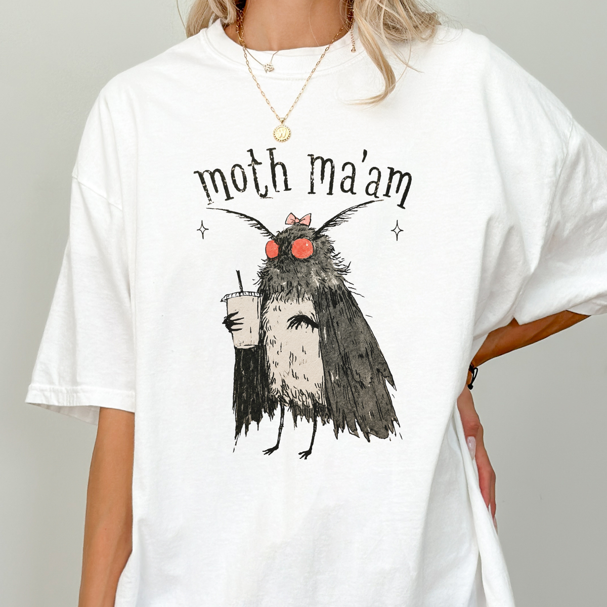 Additional photo of Moth Ma’am — Cute Mothman Cryptid Humor Design T-shirt