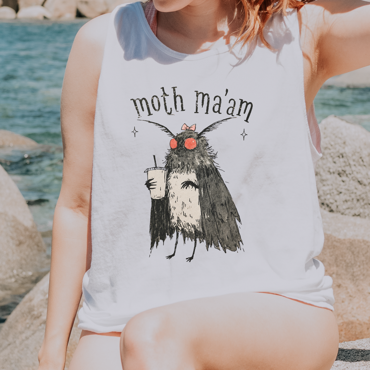 Additional photo of Moth Ma’am — Funny Mothman tank top
