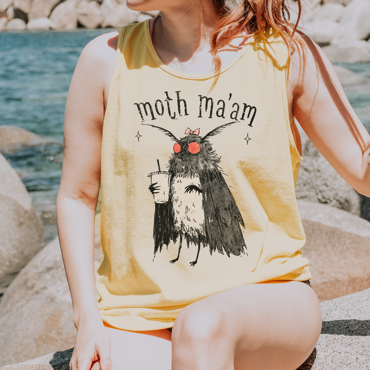 Additional photo of Moth Ma’am — Funny Mothman tank top