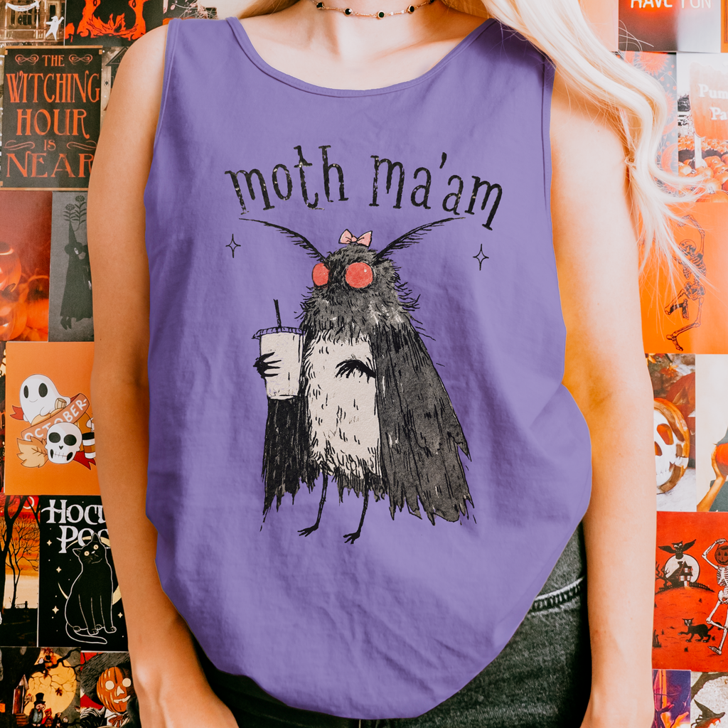 Product photo of Moth Ma’am — Funny Mothman tank top